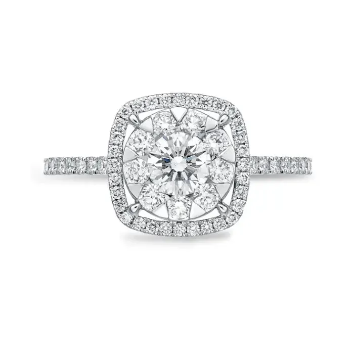 Memoire Bouquet Cushion Halo Engagement Ring