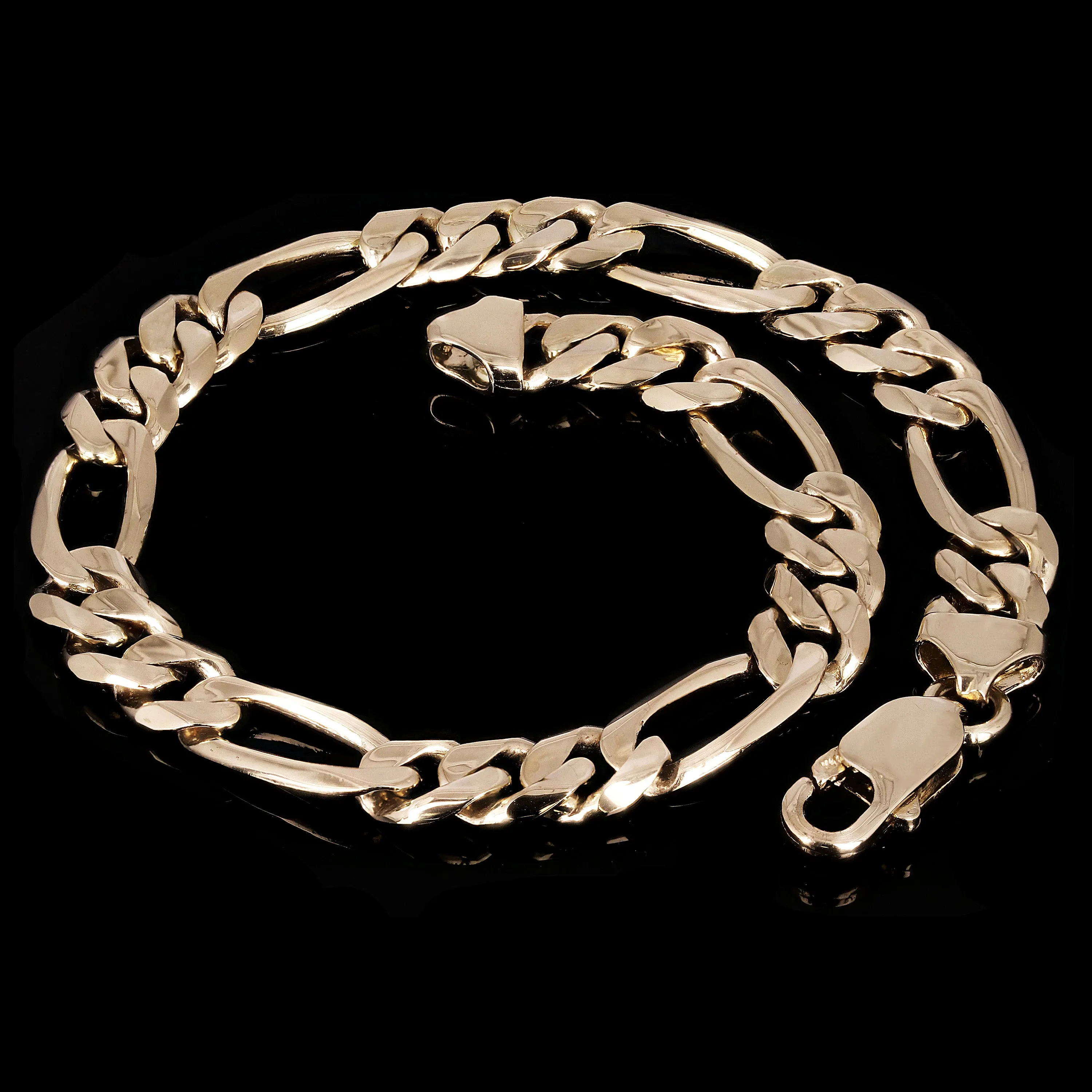 Men's 10k Yellow Gold Solid Figaro Chain Bracelet 7" - 9" 7.8mm