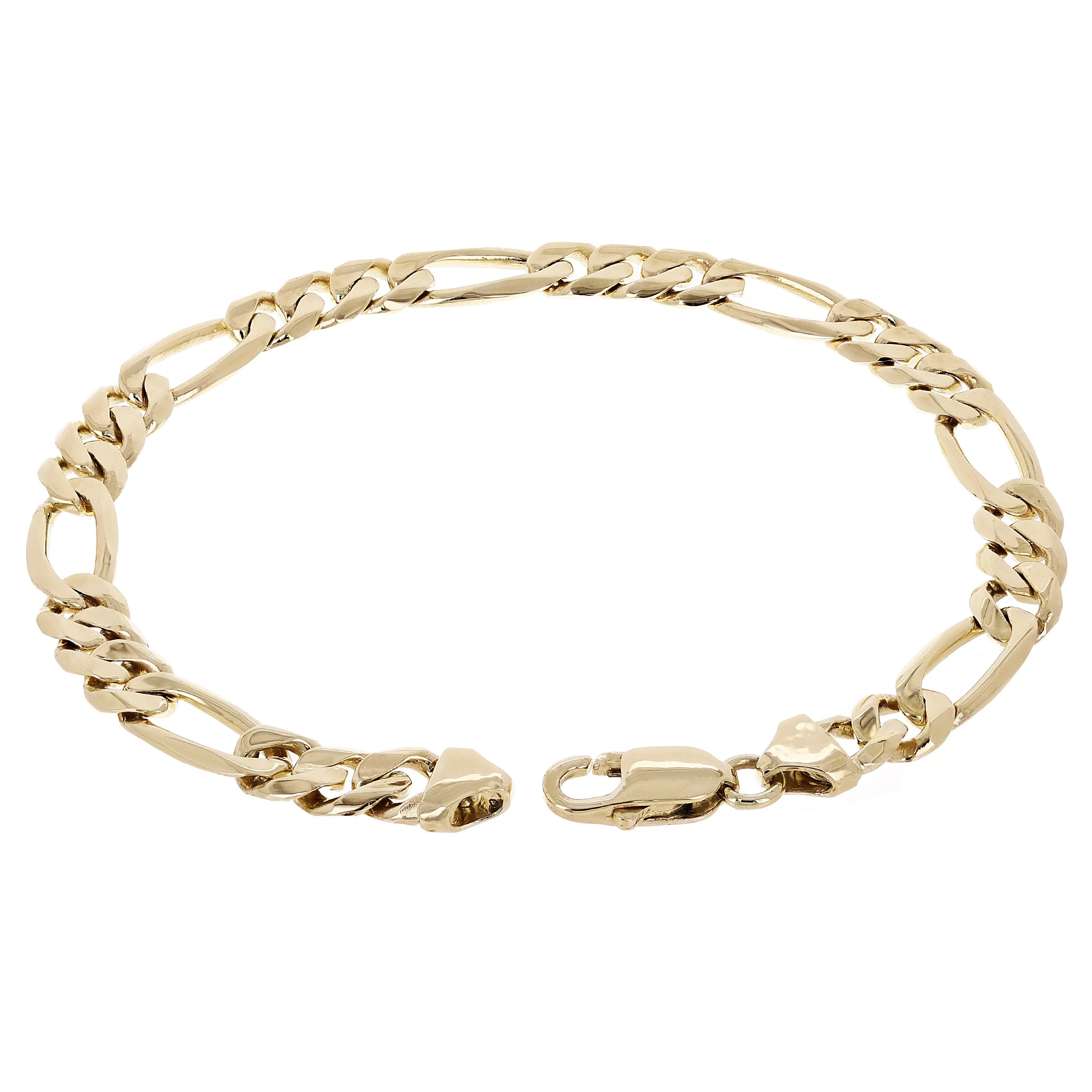 Men's 10k Yellow Gold Solid Figaro Chain Bracelet 7" - 9" 7.8mm