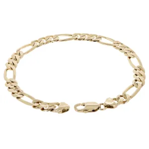 Men's 10k Yellow Gold Solid Figaro Chain Bracelet 7" - 9" 7.8mm