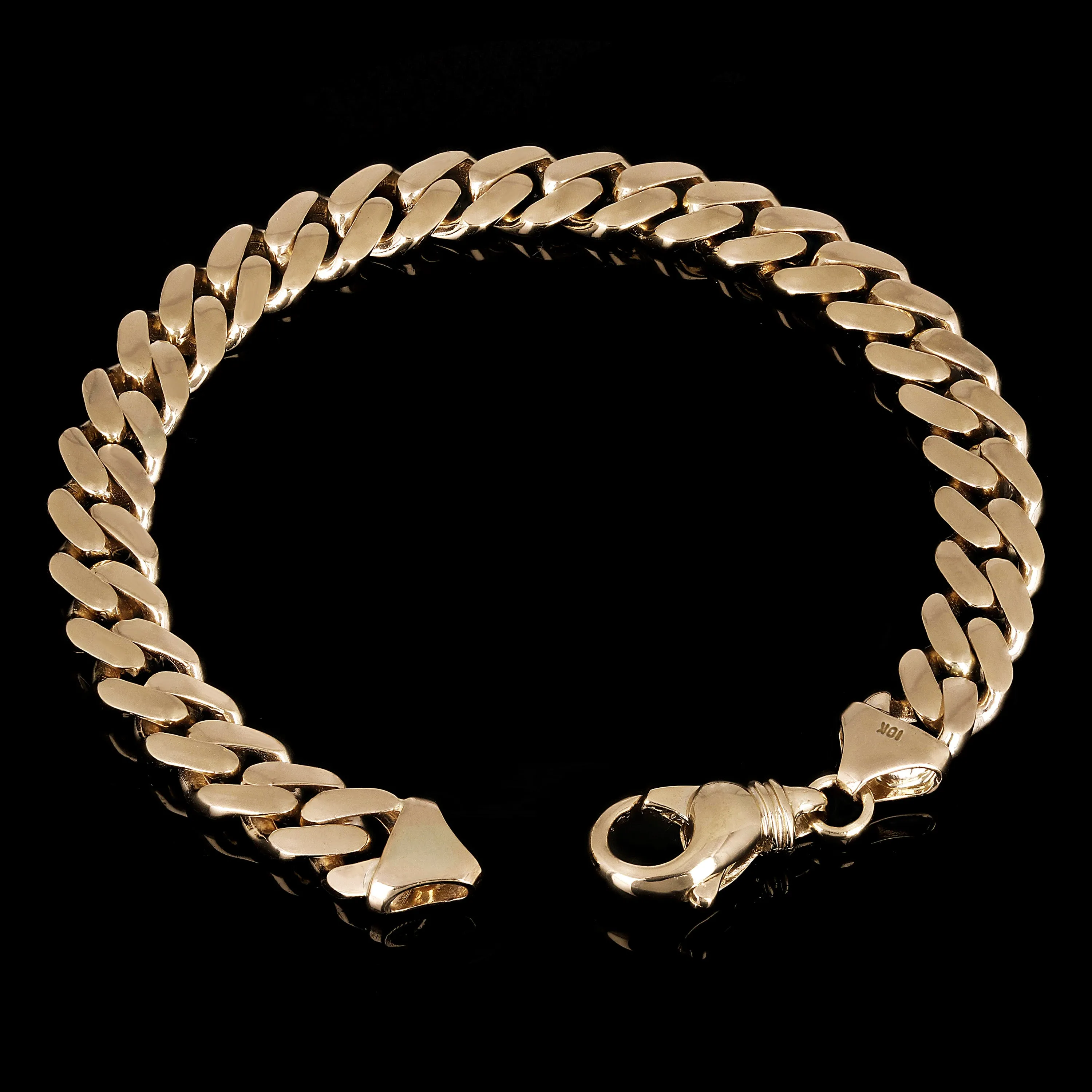 Men's 10k Yellow Gold Solid Miami Cuban Link Bracelet 9.5mm Various Lengths