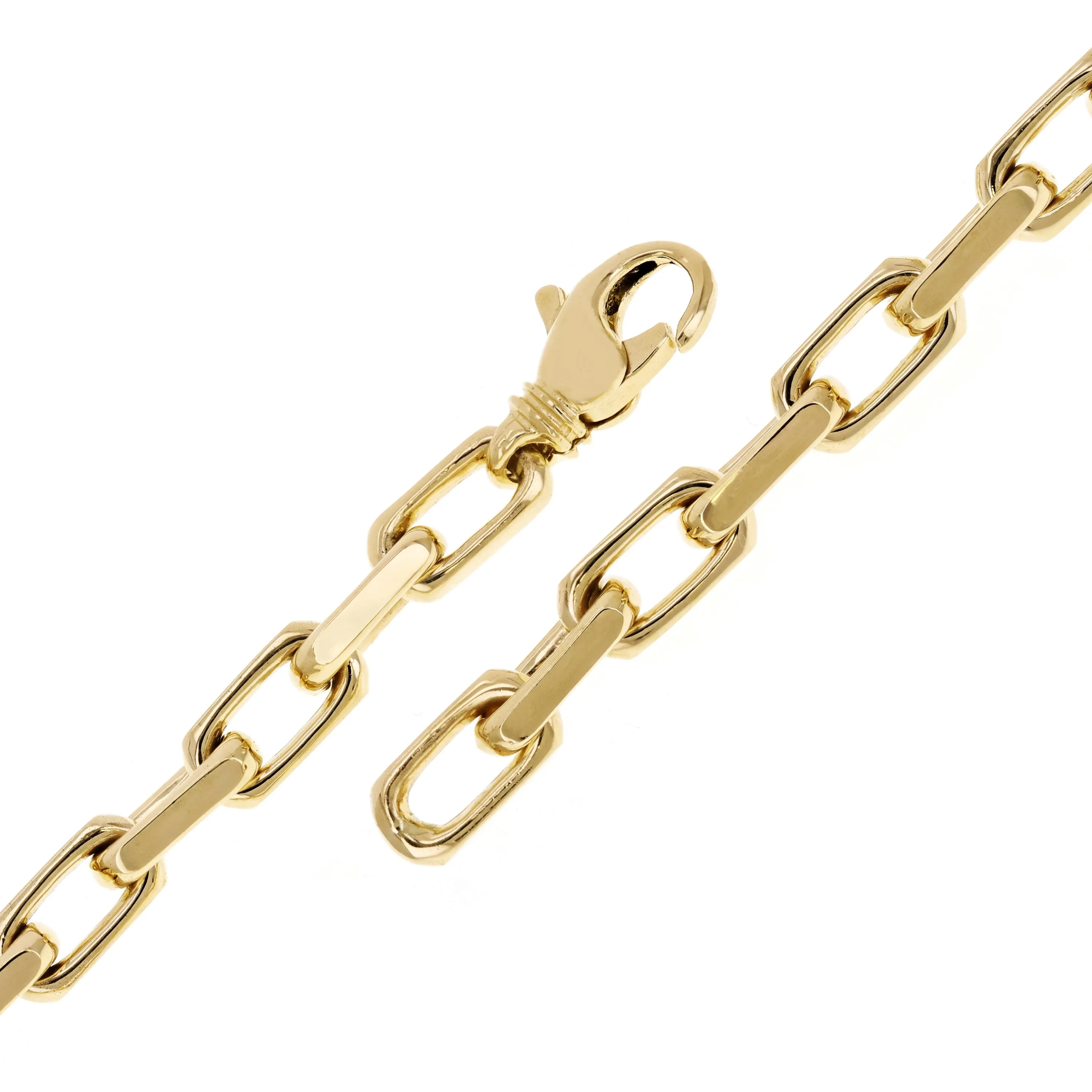 Men's 14k Yellow Gold Solid Handmade Link Chain Bracelet 7" - 9" 7mm