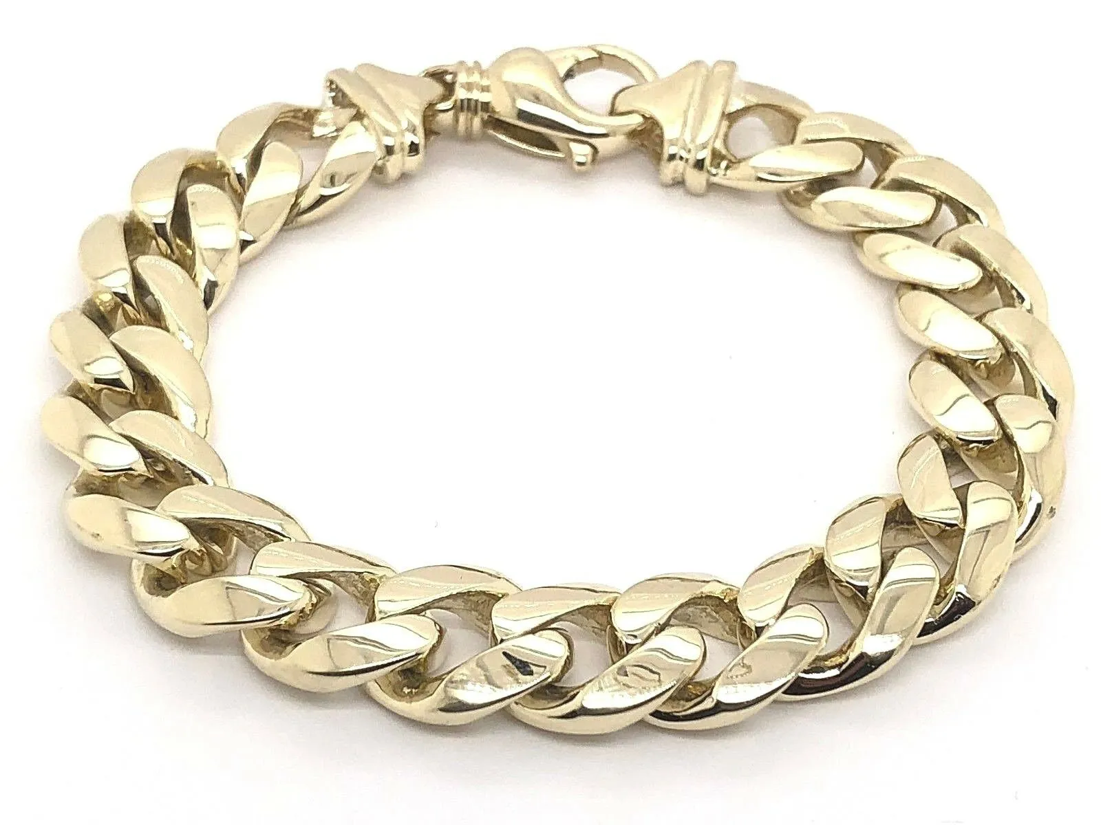 Men's 14k Yellow Gold Solid Miami Cuban Link Chain Bracelet 8.5" 12.5mm 89 grams