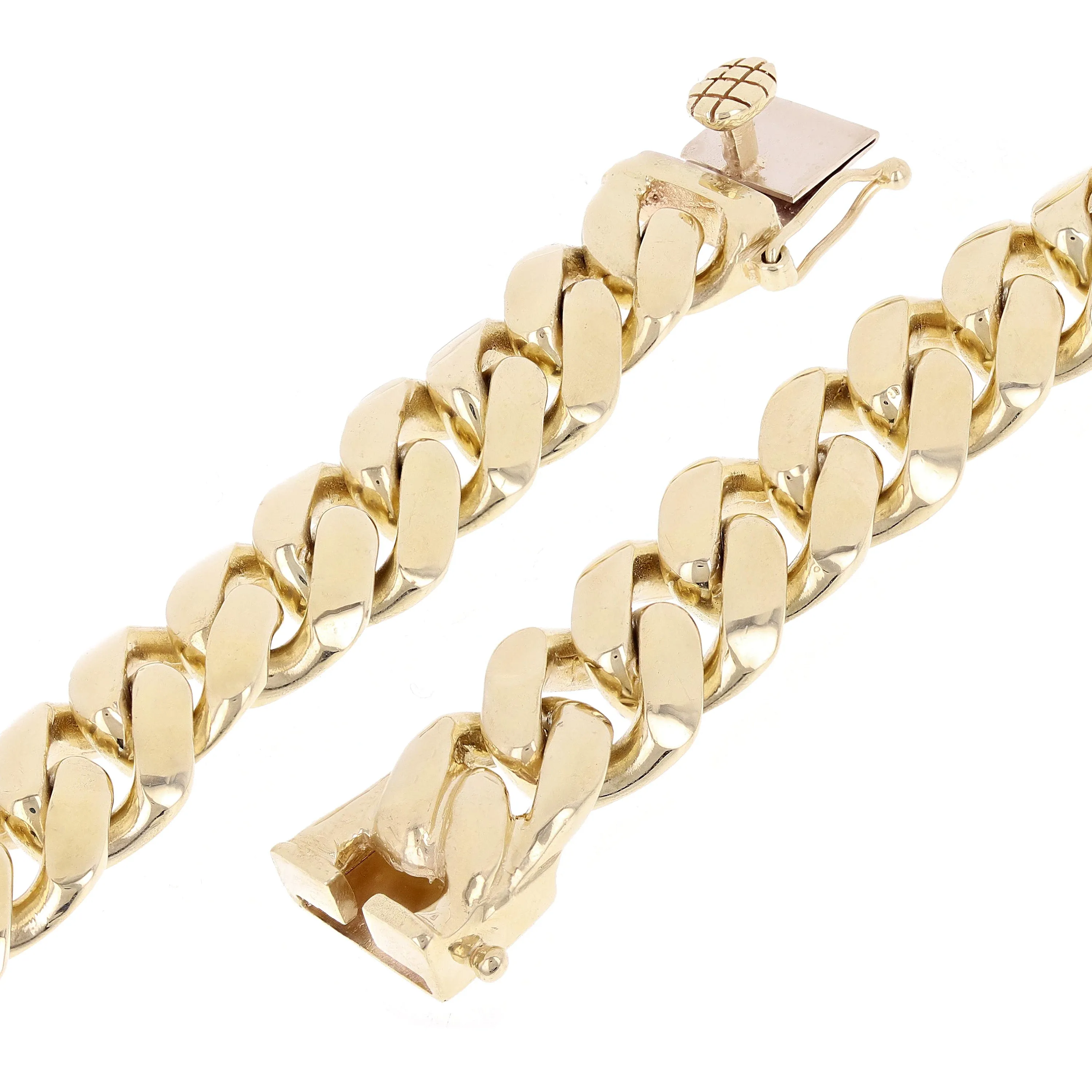 Men's 14k Yellow Gold Solid Miami Cuban Link Chain Bracelet 8" - 9" 12.5mm