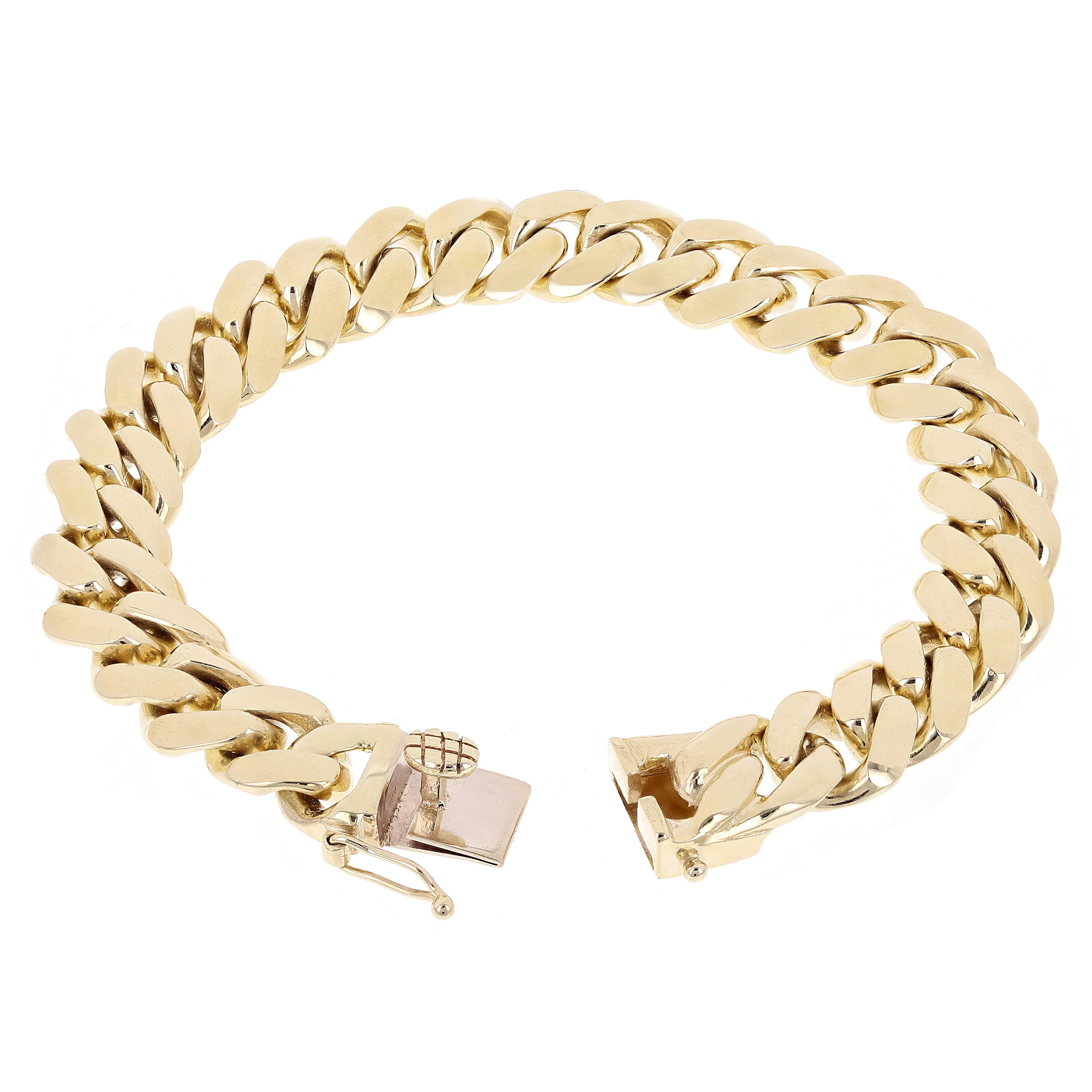 Men's 14k Yellow Gold Solid Miami Cuban Link Chain Bracelet 8" - 9" 12.5mm