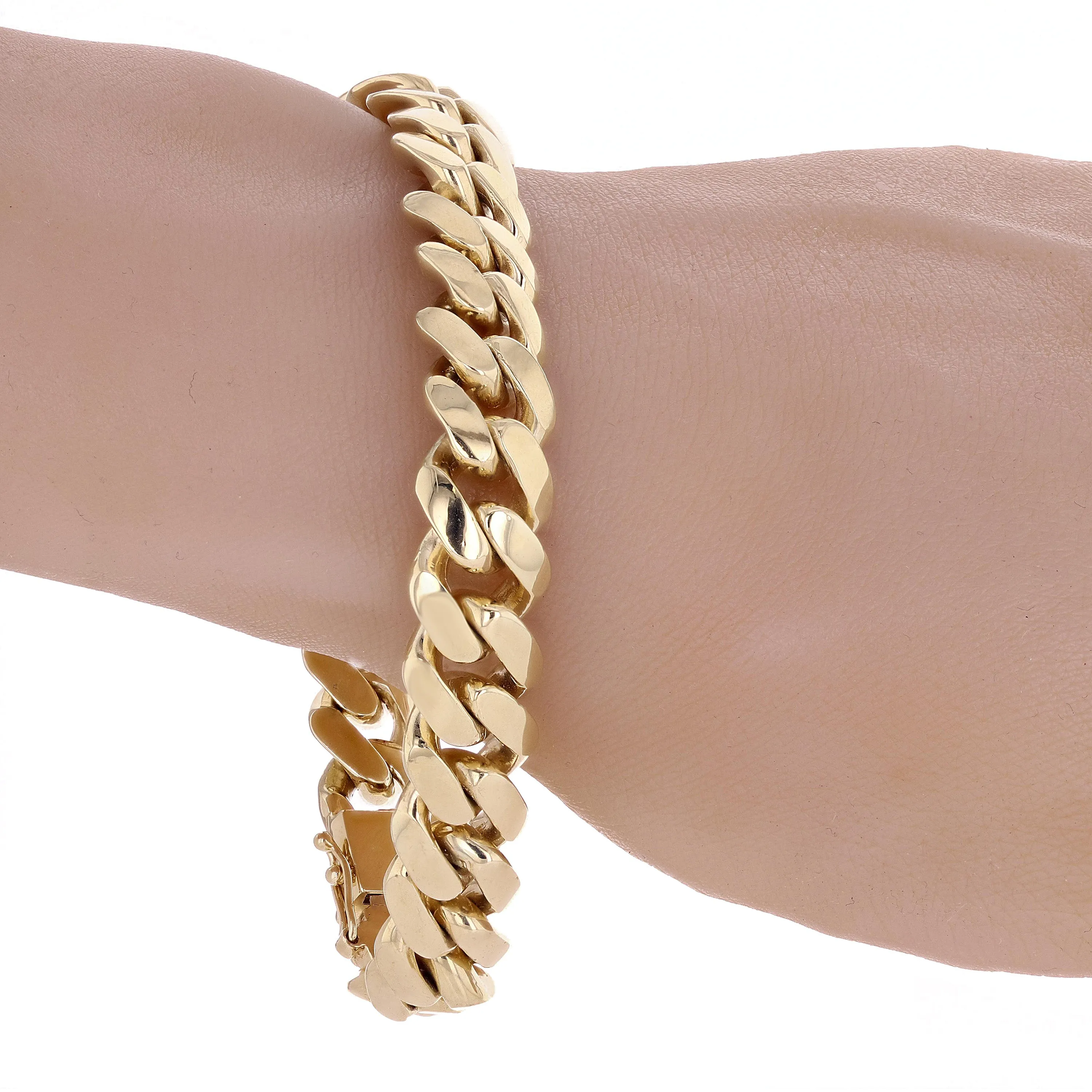 Men's 14k Yellow Gold Solid Miami Cuban Link Chain Bracelet 8" - 9" 12.5mm
