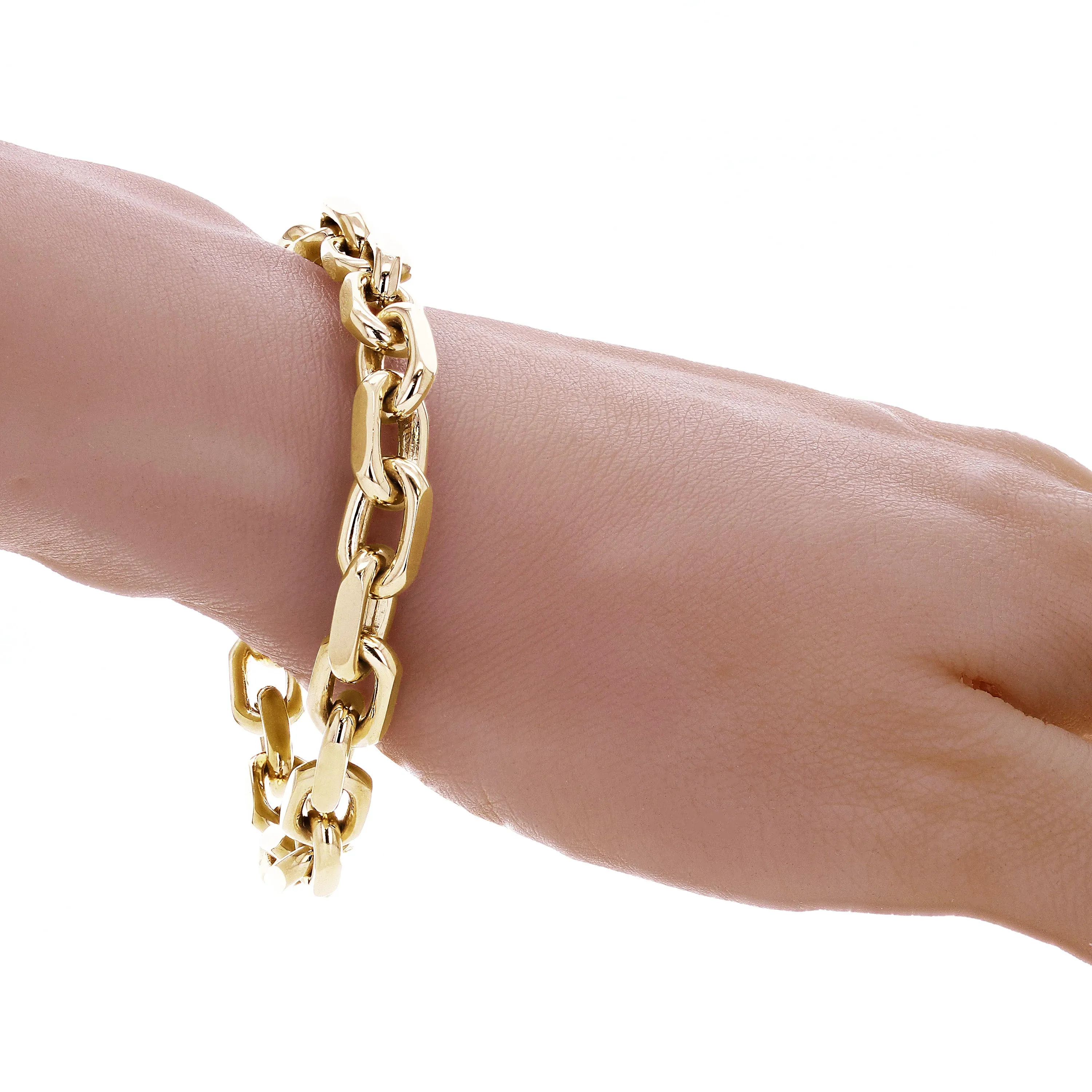 Men's 14k Yellow White or Rose Gold Handmade Link Chain Bracelet 7" - 9" 7.5mm