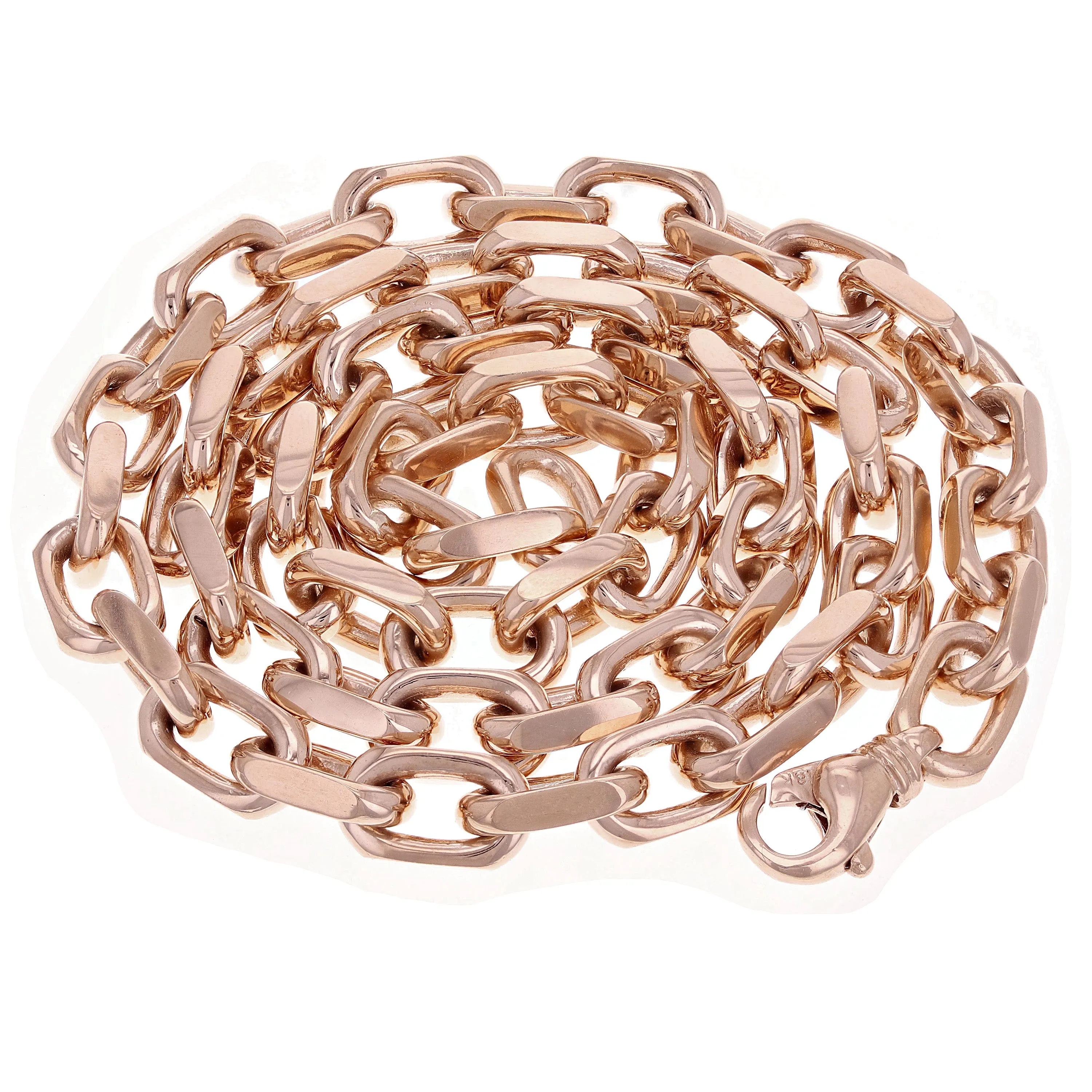 Men's 14k Yellow White or Rose Gold Handmade Link Chain Bracelet 7" - 9" 7.5mm