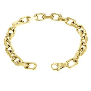 Men's 14k Yellow White or Rose Gold Handmade Link Chain Bracelet 7" - 9" 7.5mm