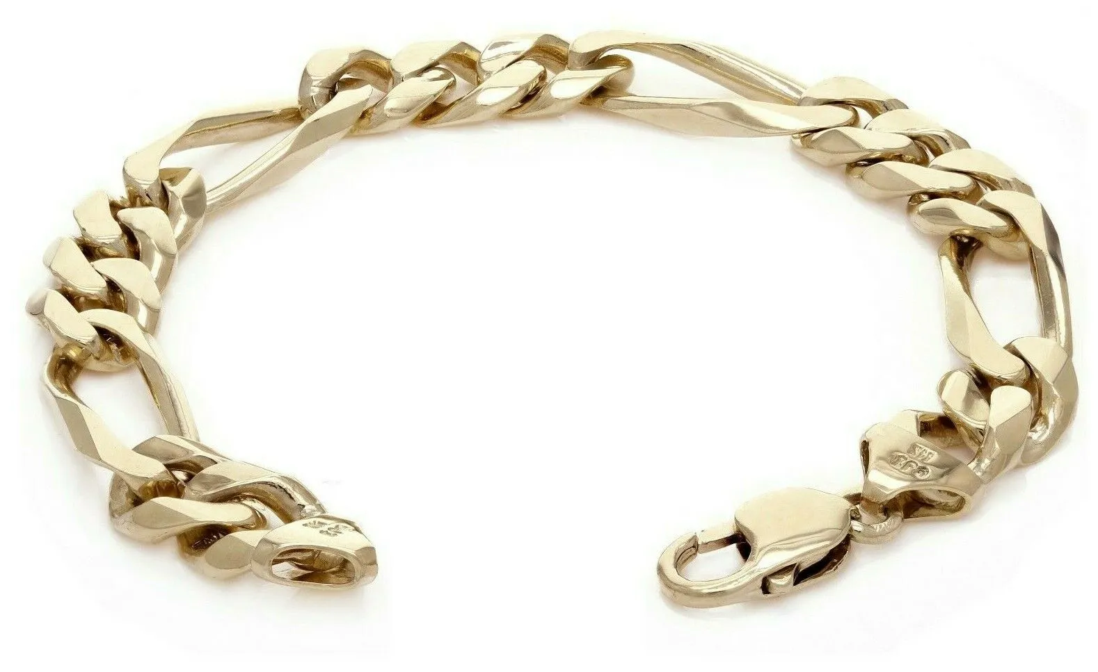 Men's Heavy Solid 14k Yellow White or Rose Gold Figaro Chain Bracelet 8" - 9" 11.5mm