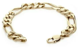 Men's Heavy Solid 14k Yellow White or Rose Gold Figaro Chain Bracelet 8" - 9" 11.5mm