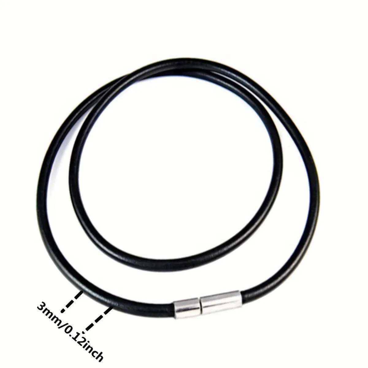 Men's Silk Leather Cord Necklace Stainless Steel Clasp