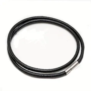 Men's Silk Leather Cord Necklace Stainless Steel Clasp