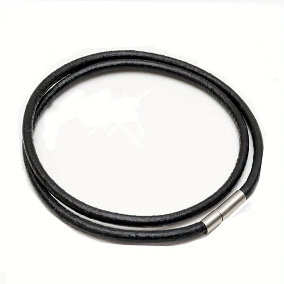 Men's Silk Leather Cord Necklace Stainless Steel Clasp