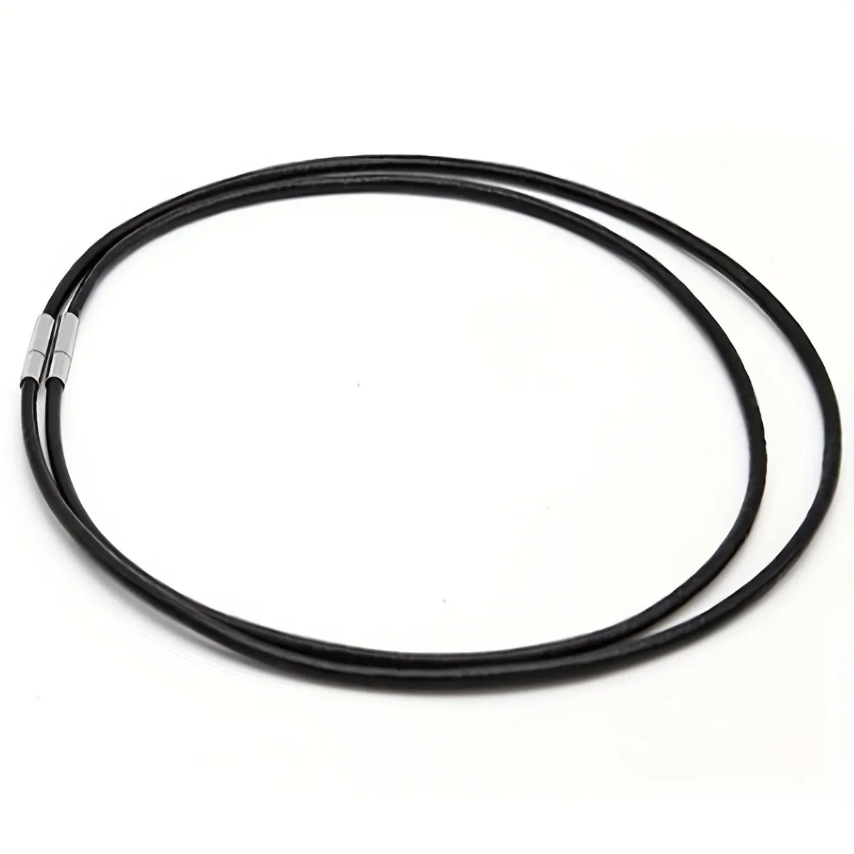 Men's Silk Leather Cord Necklace Stainless Steel Clasp