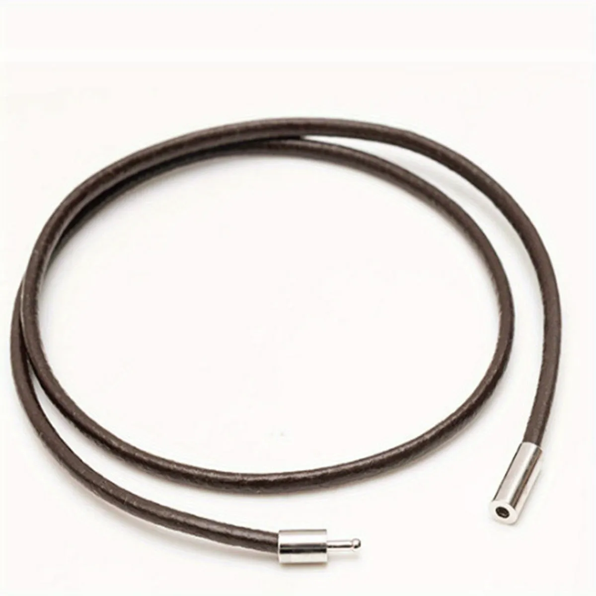 Men's Silk Leather Cord Necklace Stainless Steel Clasp