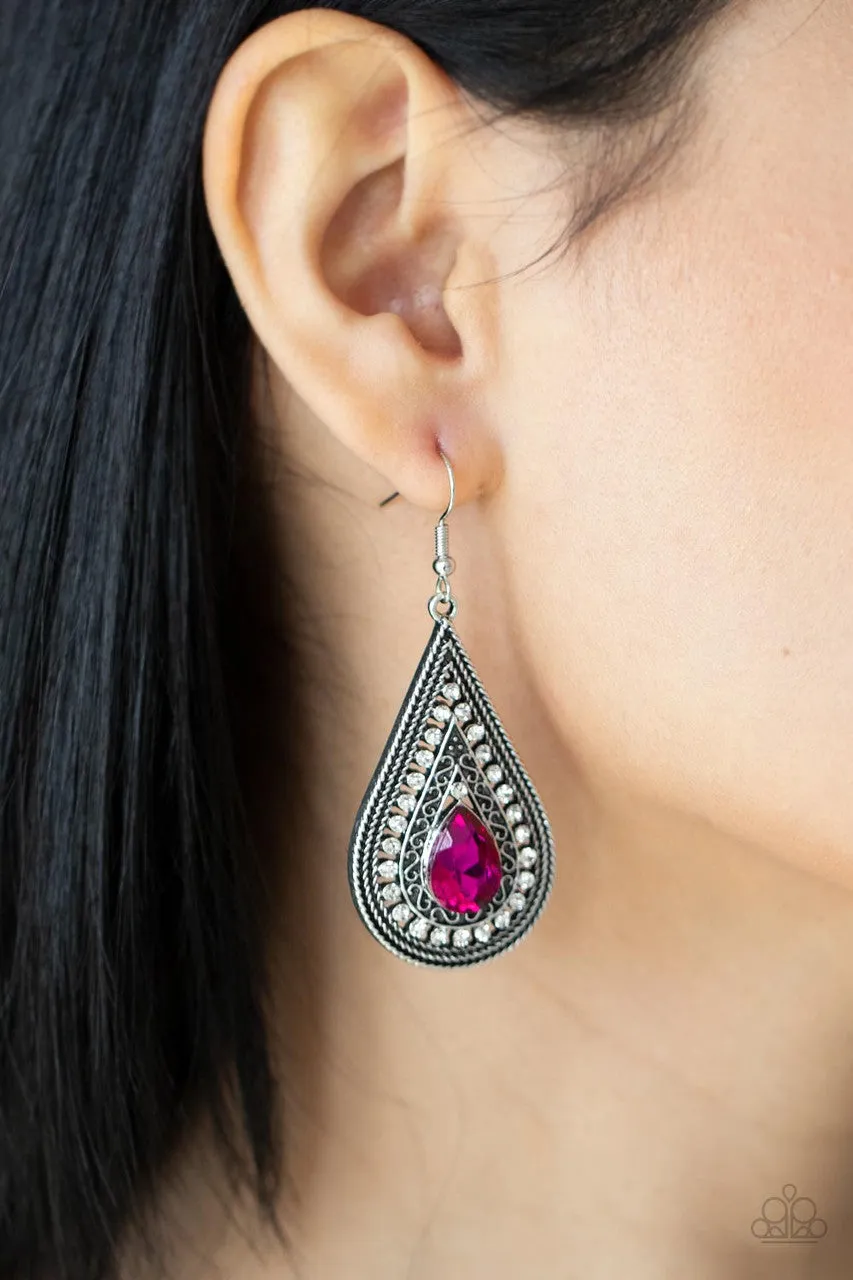 Metro Masquerade Pink Paparazzi Earrings