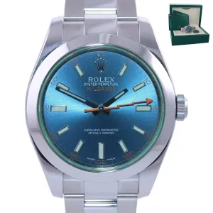 MINT 2022 Rolex Milgauss Blue Anniversary Green 116400GV Steel 40mm Watch Box