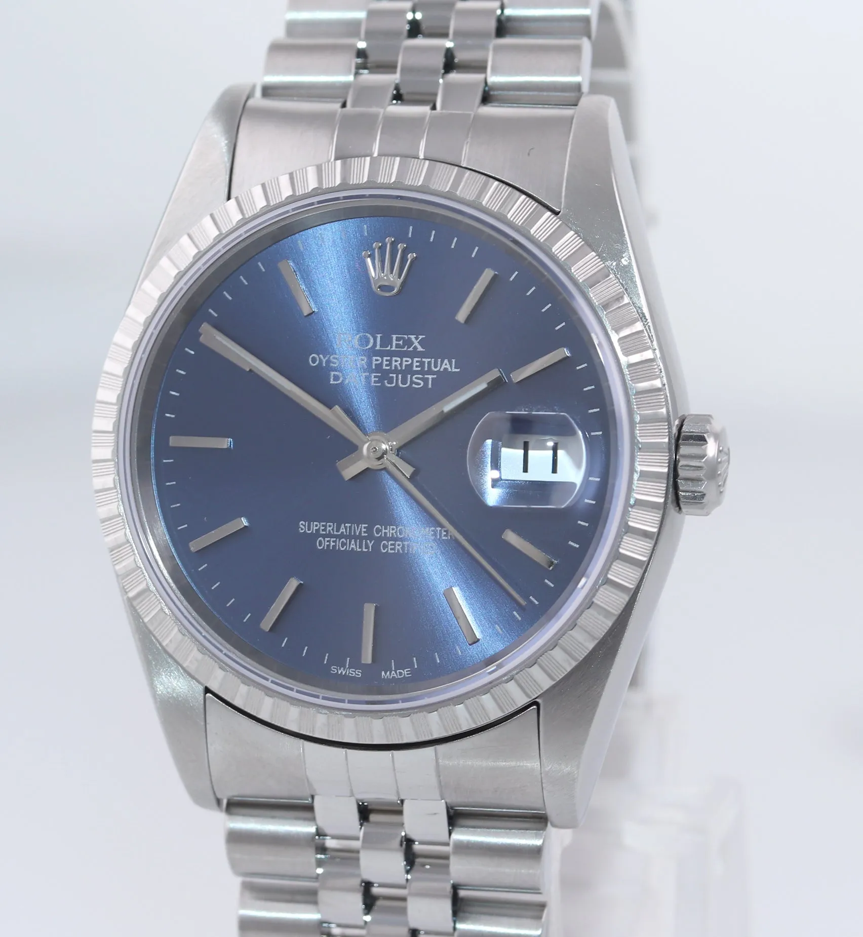 MINT PAPERS Rolex DateJust 36mm 16220 Steel Blue Stick Jubilee Date Watch Box