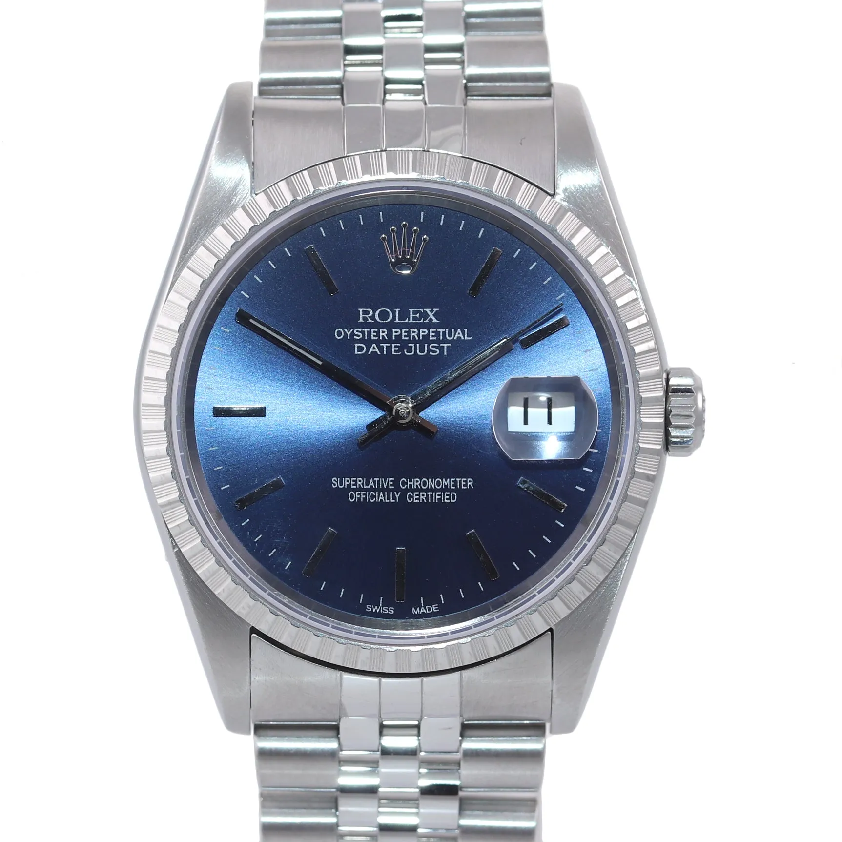 MINT PAPERS Rolex DateJust 36mm 16220 Steel Blue Stick Jubilee Date Watch Box