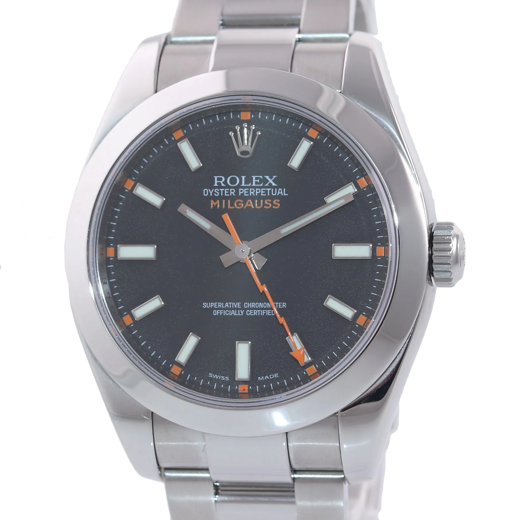 MINT Rolex Milgauss 116400 Stainless Steel Black Dial 40mm Watch and Box