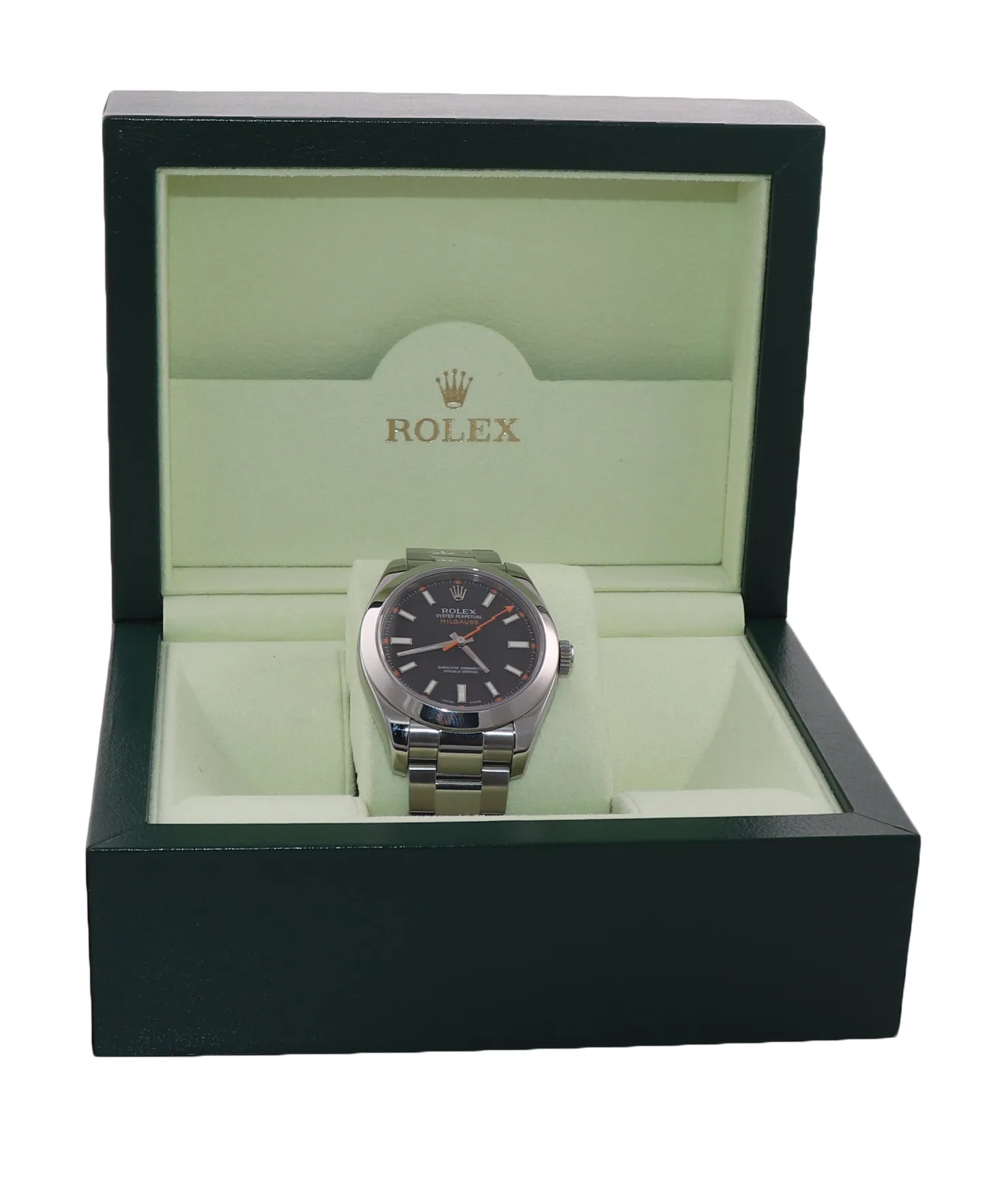 MINT Rolex Milgauss 116400 Stainless Steel Black Dial 40mm Watch and Box