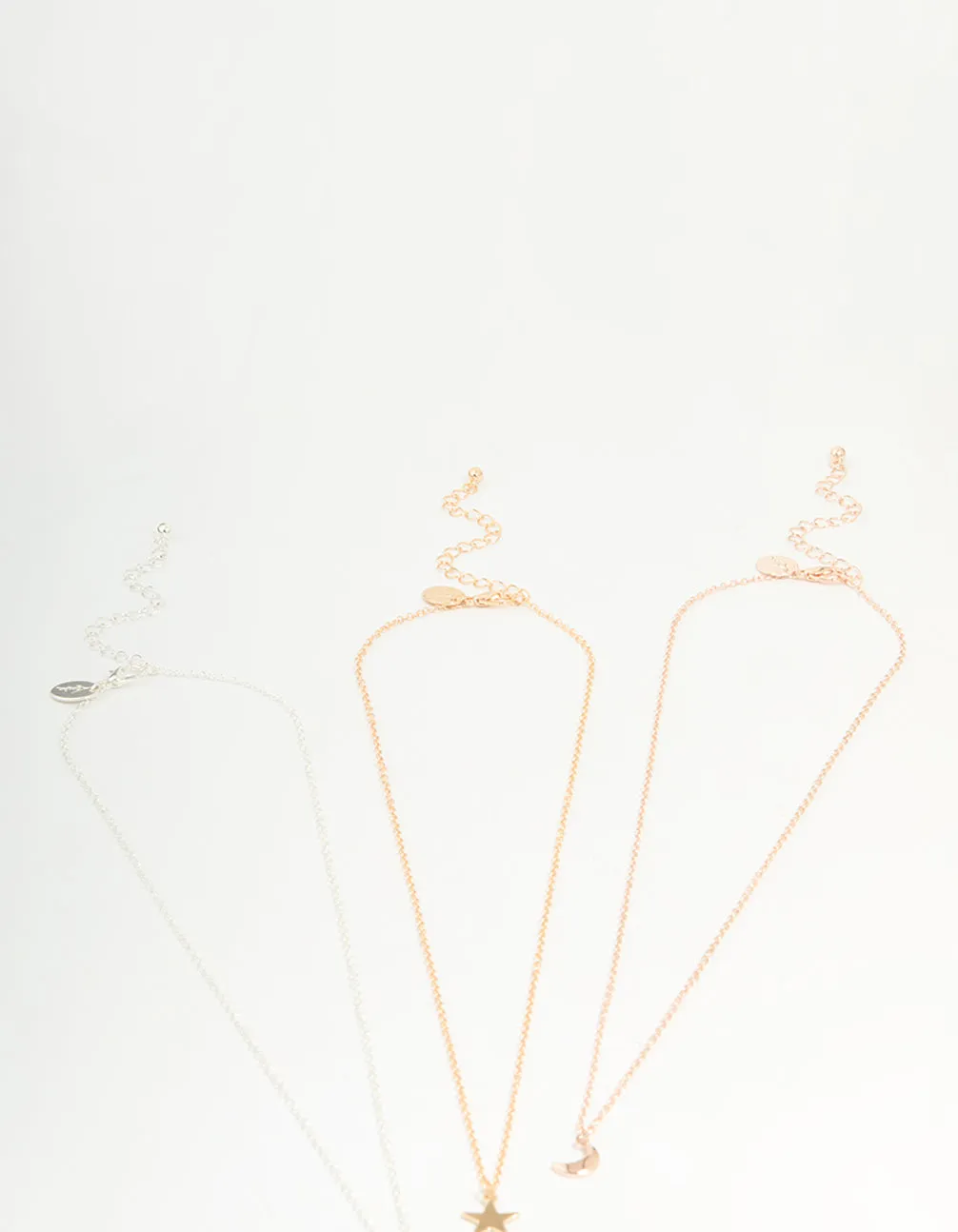 Mixed Metal Star, Moon & Heart Necklaces 3-Pack