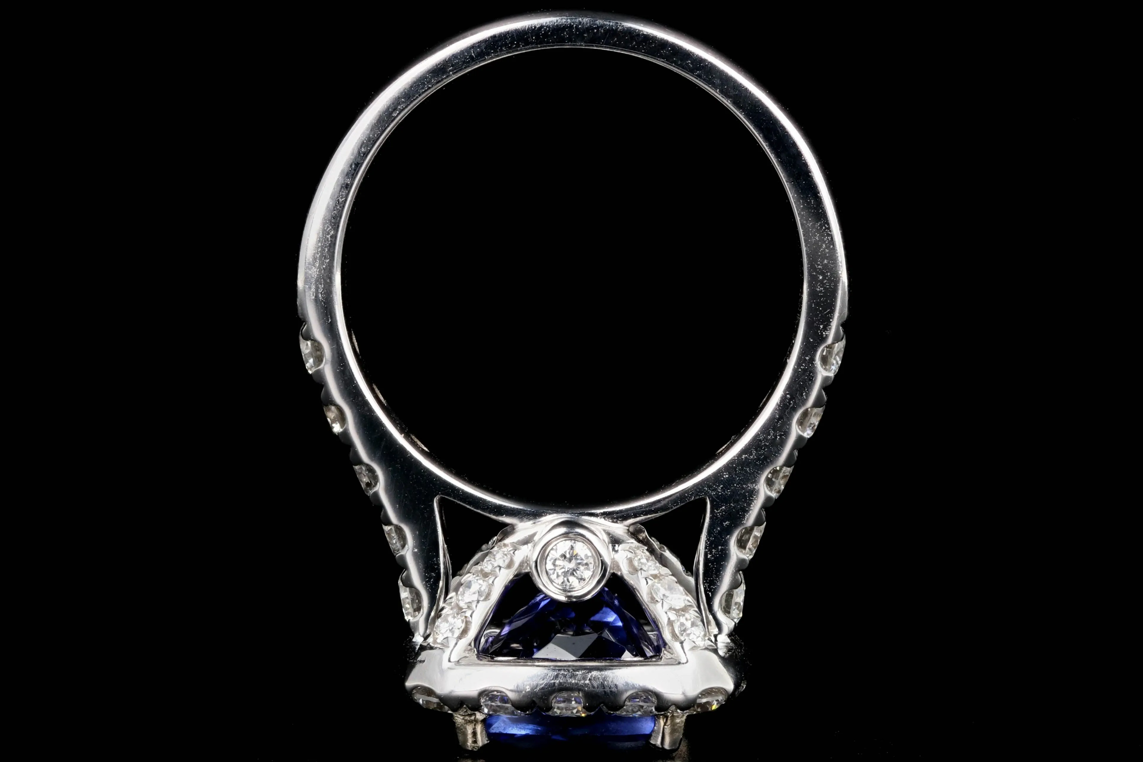 Modern 14k White Gold 3.31CT Tanzanite and Diamond Ring