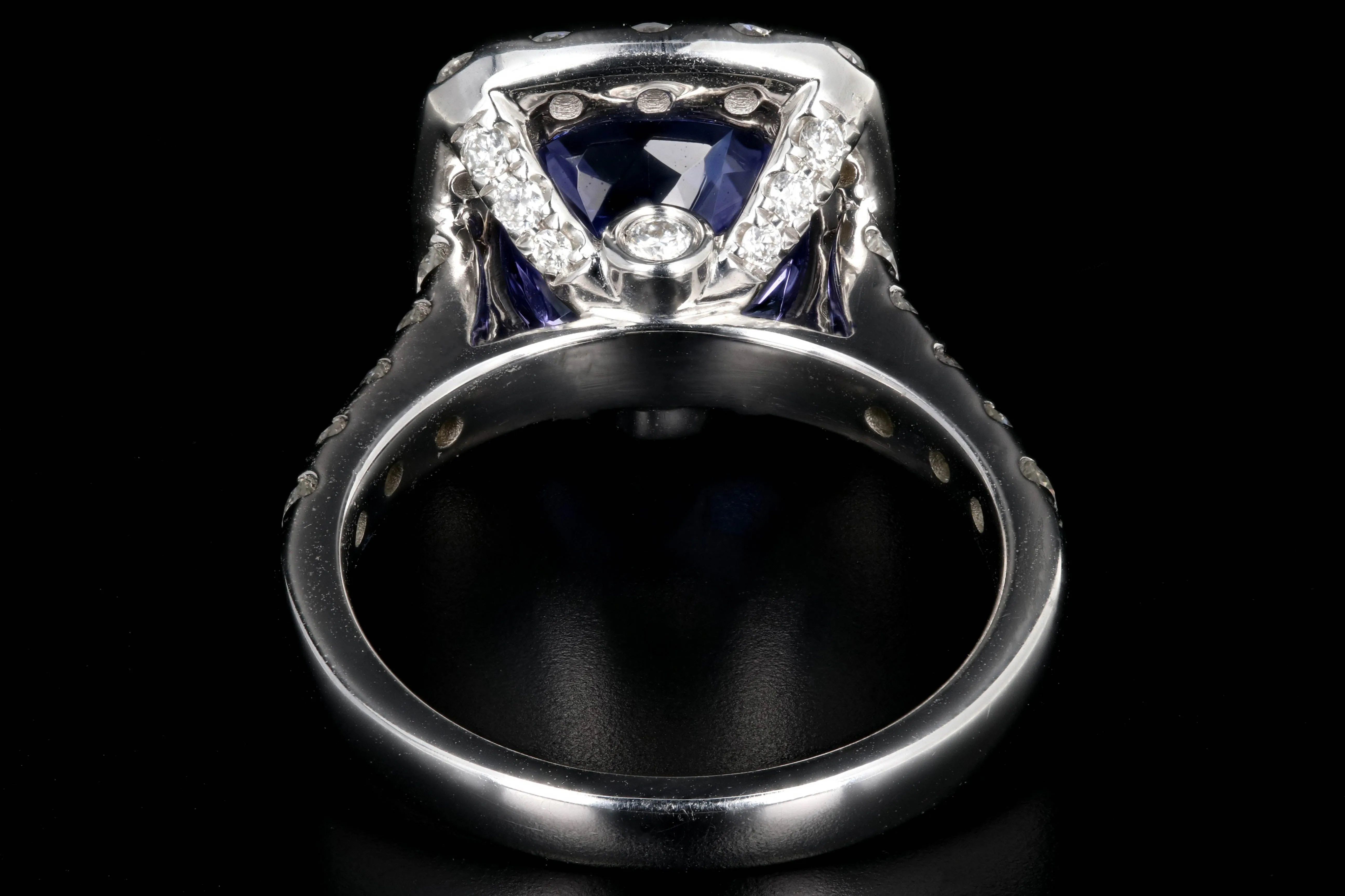 Modern 14k White Gold 3.31CT Tanzanite and Diamond Ring