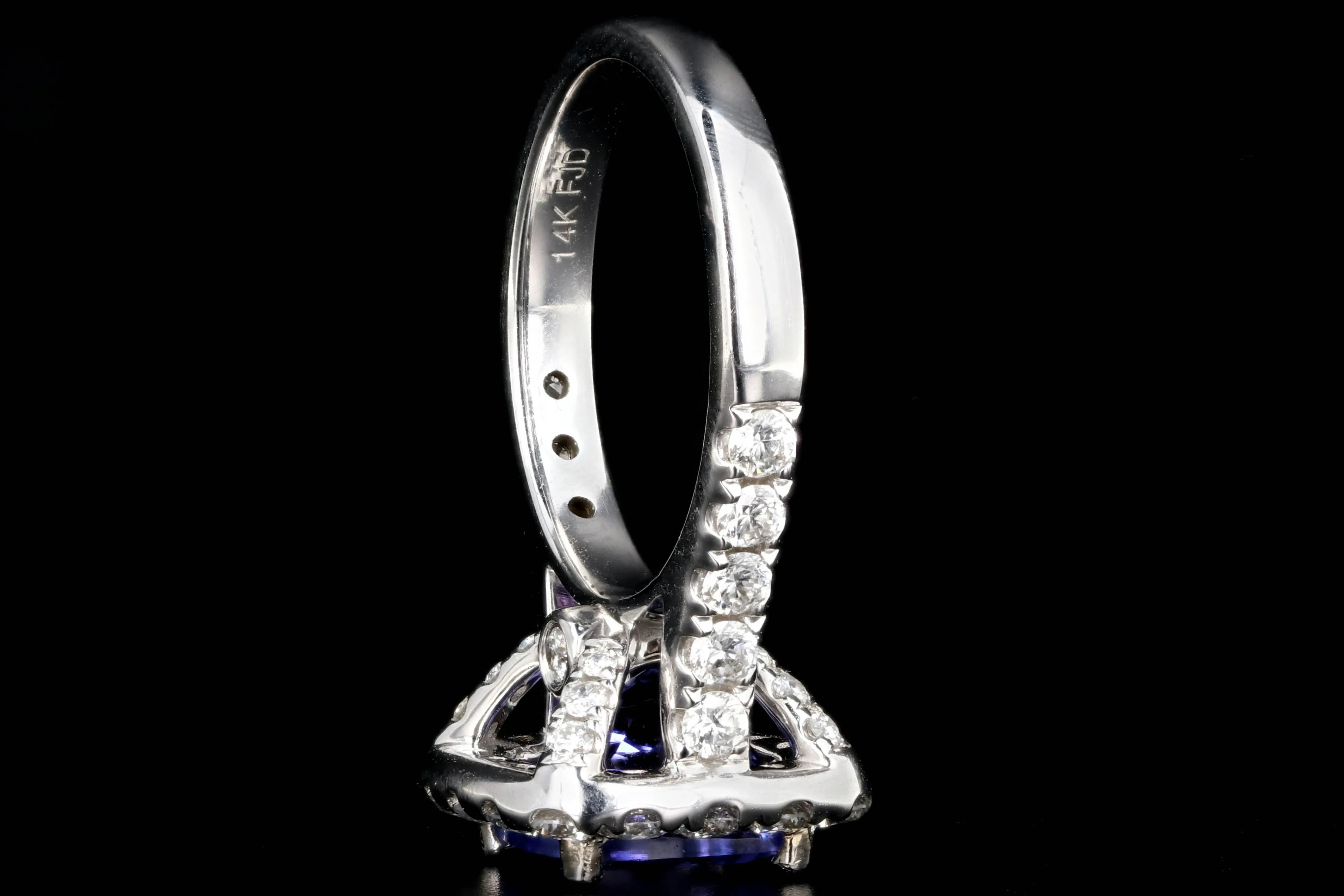 Modern 14k White Gold 3.31CT Tanzanite and Diamond Ring