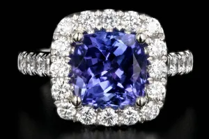 Modern 14k White Gold 3.31CT Tanzanite and Diamond Ring