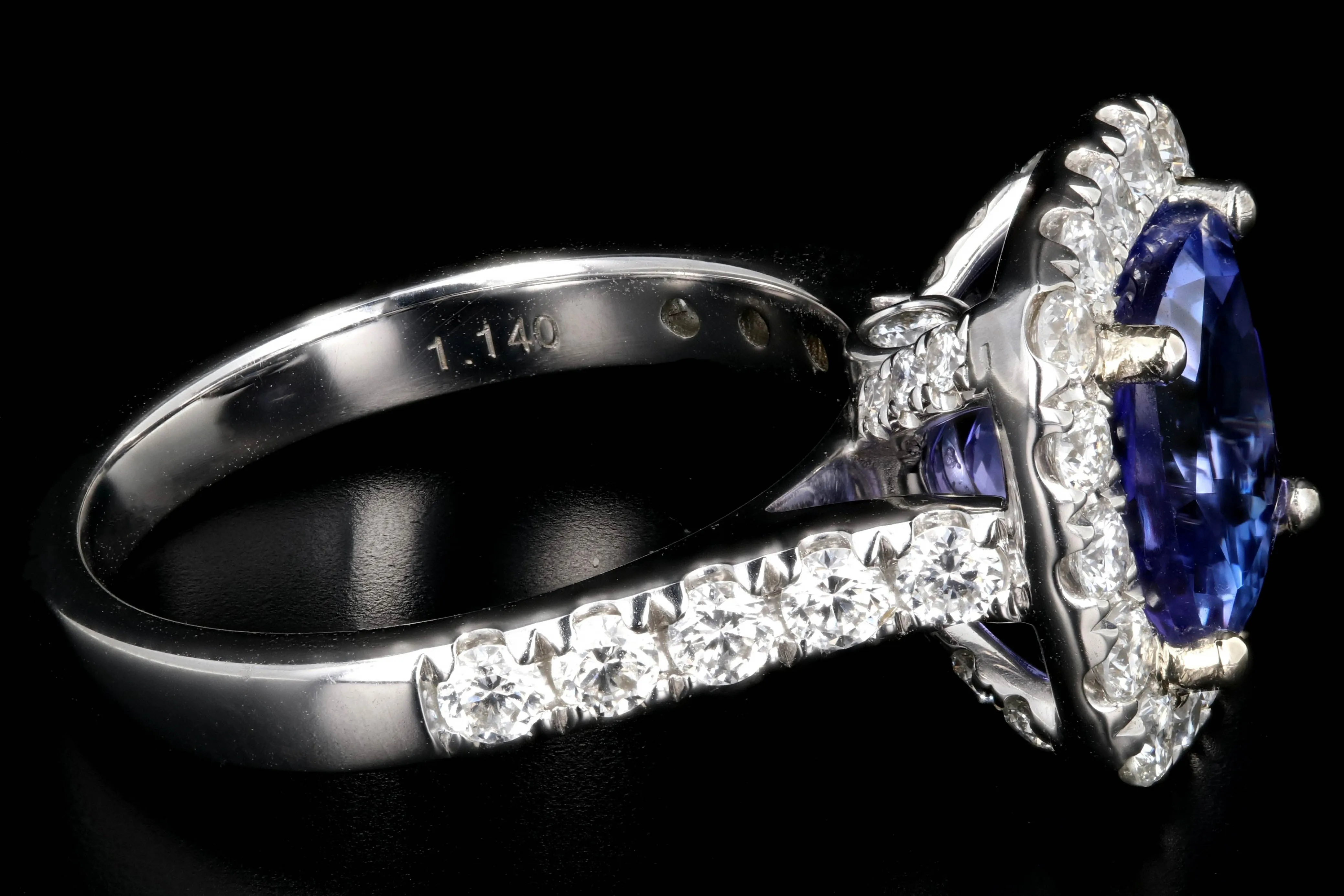 Modern 14k White Gold 3.31CT Tanzanite and Diamond Ring