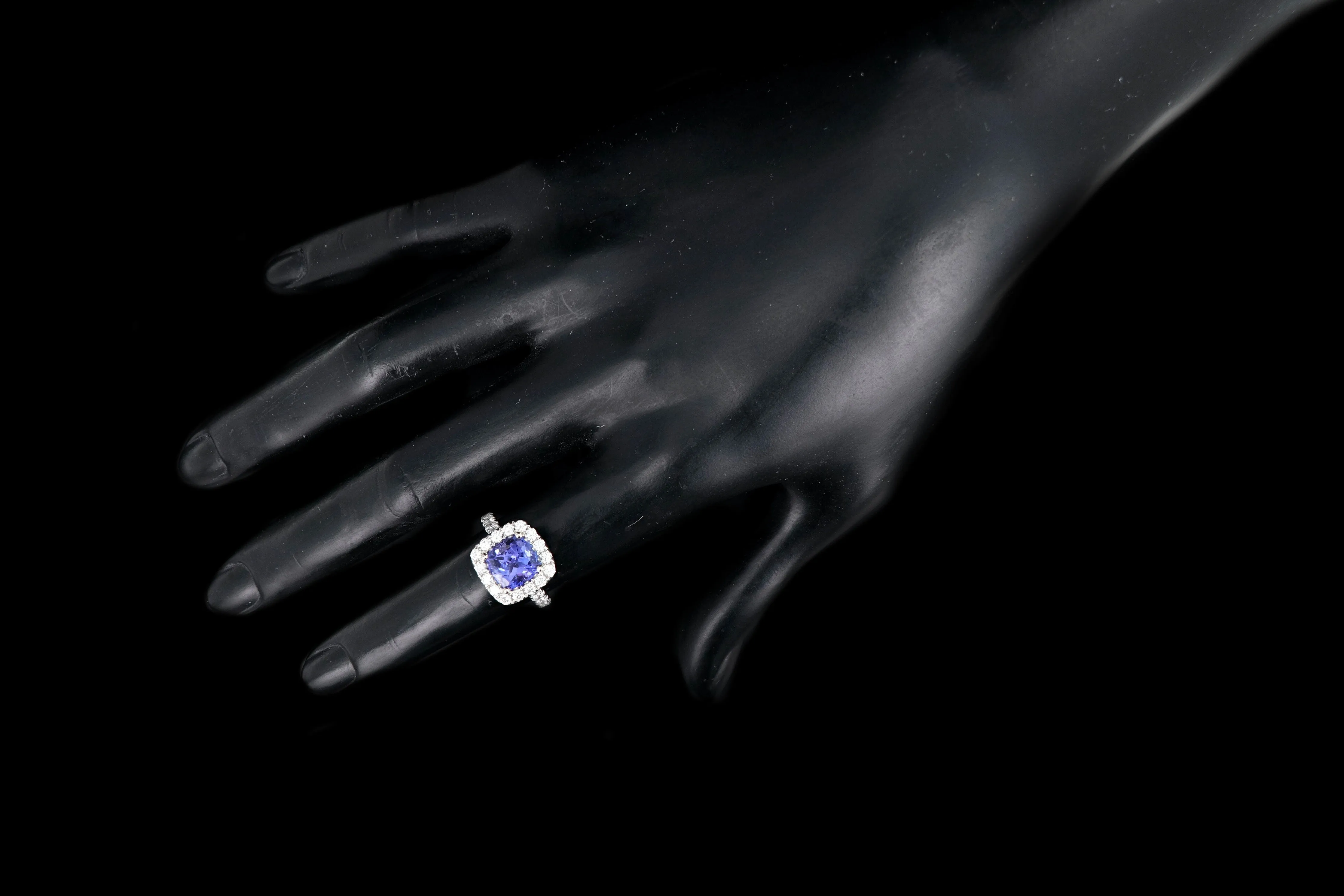 Modern 14k White Gold 3.31CT Tanzanite and Diamond Ring