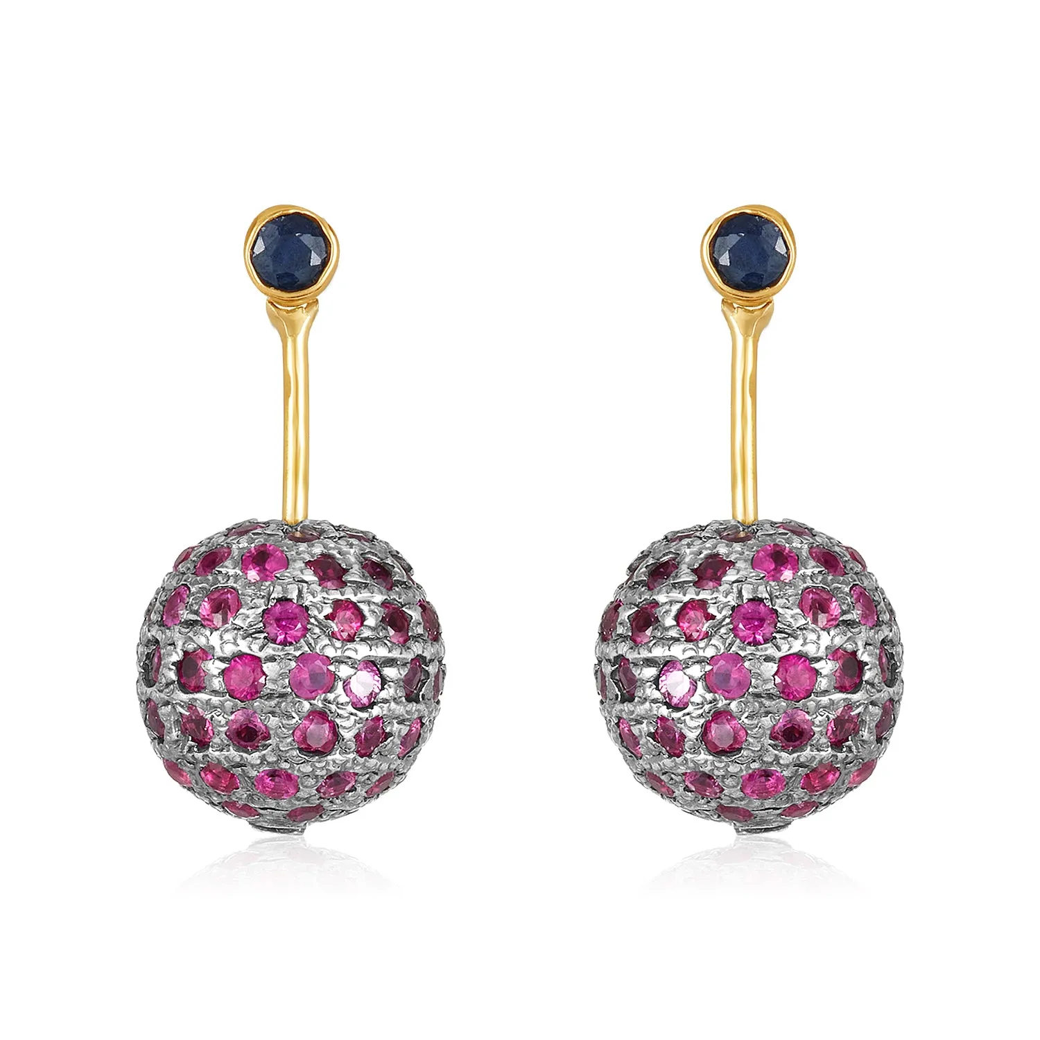 Mona Ruby Disco Ball Earrings