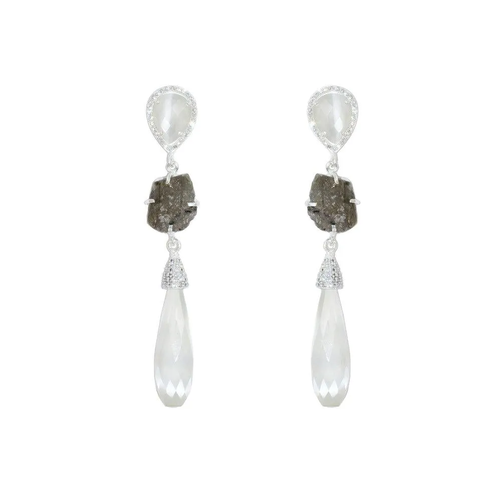Moonstone Elongated Teardrop Earrings