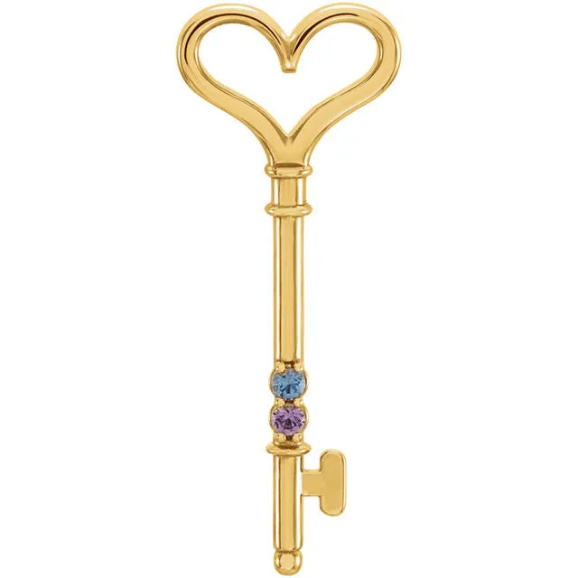 Mother's Family Birthstone Key Pendant or Necklace