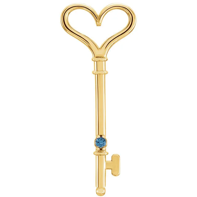Mother's Family Birthstone Key Pendant or Necklace