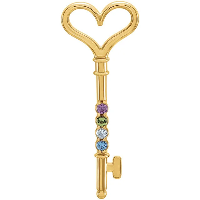 Mother's Family Birthstone Key Pendant or Necklace