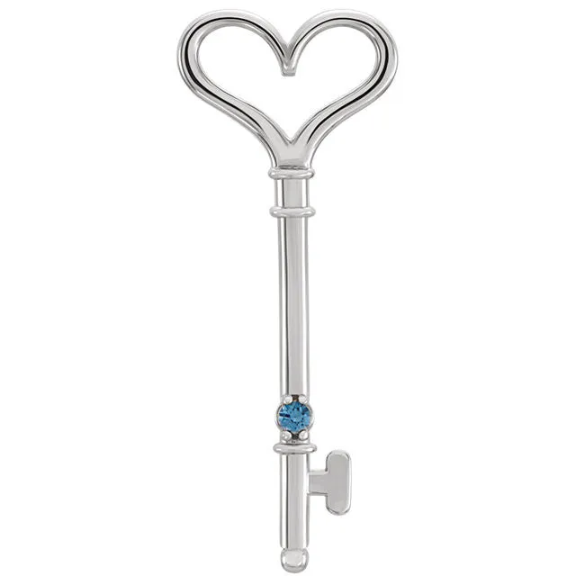 Mother's Family Birthstone Key Pendant or Necklace