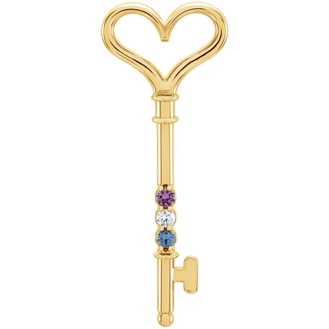 Mother's Family Birthstone Key Pendant or Necklace