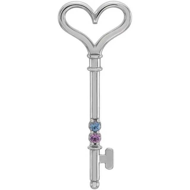 Mother's Family Birthstone Key Pendant or Necklace