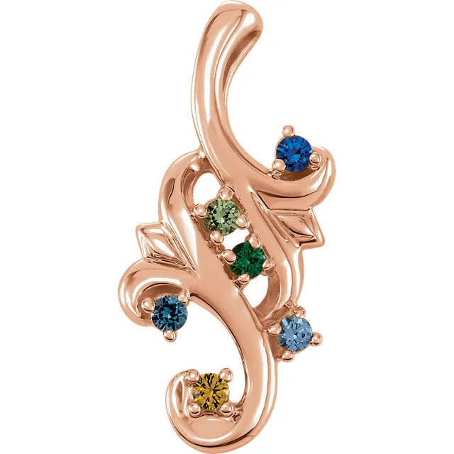 Mother's Family Birthstone Slide Floral Pendant or Necklace