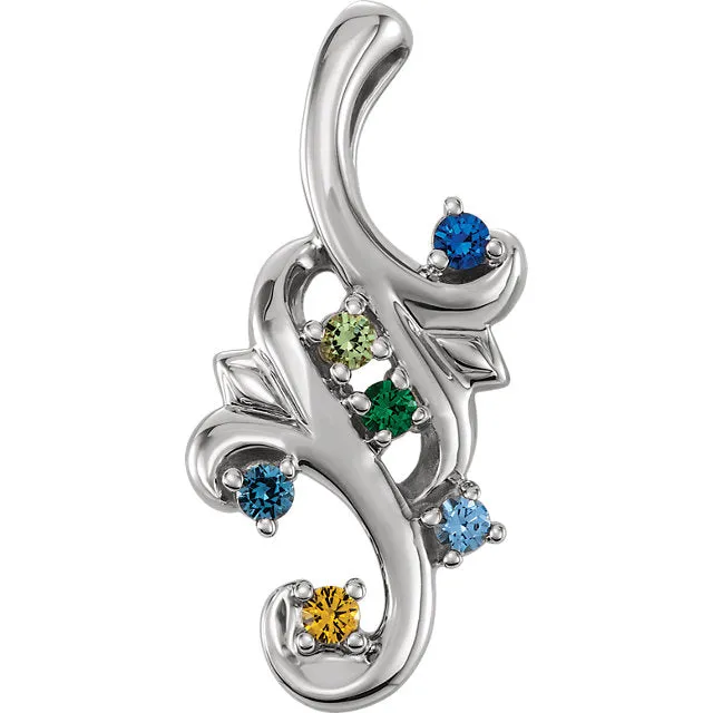 Mother's Family Birthstone Slide Floral Pendant or Necklace