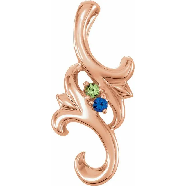 Mother's Family Birthstone Slide Floral Pendant or Necklace