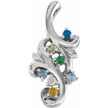 Mother's Family Birthstone Slide Floral Pendant or Necklace