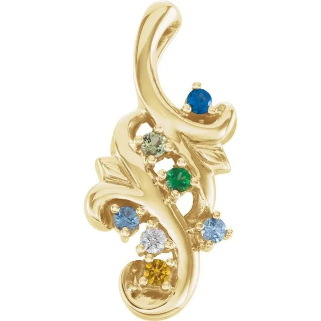 Mother's Family Birthstone Slide Floral Pendant or Necklace