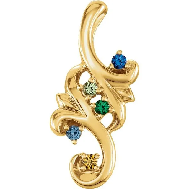 Mother's Family Birthstone Slide Floral Pendant or Necklace