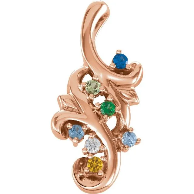 Mother's Family Birthstone Slide Floral Pendant or Necklace