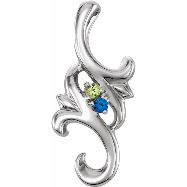 Mother's Family Birthstone Slide Floral Pendant or Necklace