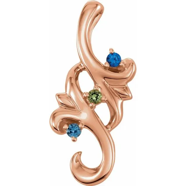 Mother's Family Birthstone Slide Floral Pendant or Necklace